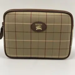 【美品✨箱付き】バーバリー　クラッチバッグ　セカンドバッグ　ホースロゴ　チェック