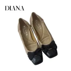 ✨美品✨DIANA リボン パンプス ベージュ 黒 22.5cm 日本製のサムネイル
