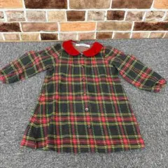 A1.familiar ファミリア チェック柄長袖ワンピース おでかけ 80cm