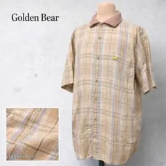 希少デザイン Golden Bear チェック柄 半袖 ベージュ系 ゆったり