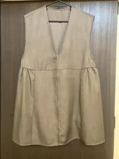 【新品】chocol raffine robe 麻調ジップベスト ジレ／ブラウン