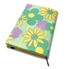 ブックカバー 文庫本 A6サイズ グリーン 花柄 厚さ自由