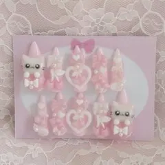 ネイルチップ 量産型 地雷系 ピンク ねこ