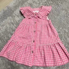 ZARA ピンクチェック ノースリーブワンピース 3-4歳