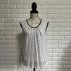 ミッシェルクラン【38】シャツ ブラウス チェック ノースリーブ レーヨン
