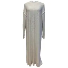 ロングニットワンピース レディース アイボリー ロング丈