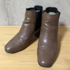 ブラウンレザー サイドゴアブーツ ヒール5cm