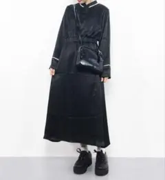 merlot plus　ヴィンテージサテンチャイナボタンワンピース