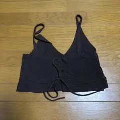 ダークブラウン ニットベスト アクリル100%