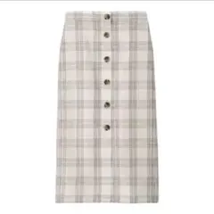 GU シアサッカーチェックナロースカート　ホワイト　M