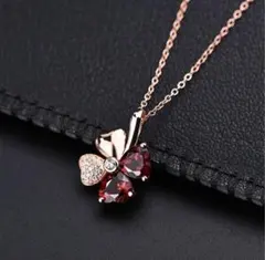 942 ローズゴールド ネックレス s925 四つ葉 クローバー czダイヤ