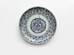 骨董　アンティーク　古伊万里　染付　蛸唐草文　輪花皿　七寸皿　輪花縁　渦福