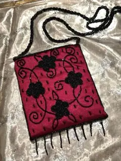 最終値下　vintage♡ビーズ刺繍の花模様ショルダーバッグ