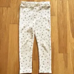 ワッフル花柄スパッツ　レギンス　100cm オフホワイト