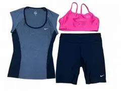 NIKE スポーツ用水着セット XL グレー・ピンク・ネイビー