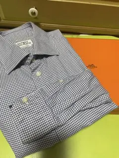 HERMES 長袖シャツ チェック柄 フランス製 オーダーメイド品