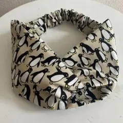 ハンドメイド ペイズリー柄 ヘアバンド クロスデザイン ブルー系