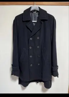 希少　COMME des GARCONS ブラック ウールピーコート　美品 2026年最新】BLACK COMME des GARCONS メンズ ピーコート・ウール