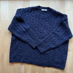 ダークネイビー ケーブルニットセーター 長袖