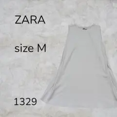 ZARA ワンピース ノースリーブ ホワイト 無地 ロング丈 Aライン ニット