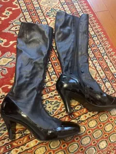 ブラック ロングブーツ 高ヒール