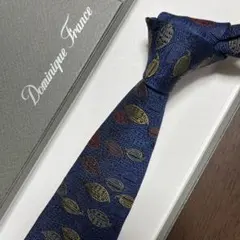 ドミニクフランス　ネクタイ　紺ネイビー　スリースター　シルクジャガード
