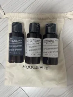 MARKS&WEB トラベルセット（シャンプー・リンス・ボディソープ）巾着付