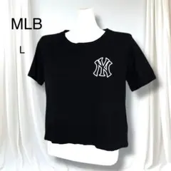 極美品 MLB ヤンキース ロゴTシャツ 黒 半袖 L ちびT ワンポイント