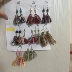 ハンドメイド フリンジ タッセルピアス １点300円