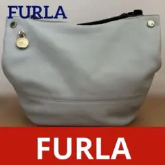 【美品】FURLA ブルーグレー　レザー ショルダーバッグ