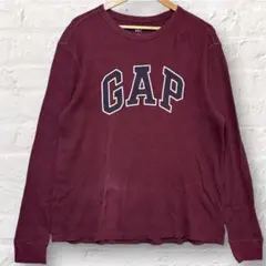 GAP ギャップ ワッフル ロンT 長袖 カットソー L ワイン ボルドー