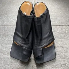 ピッピシック ストレッチ ミュール サンダル 37 1/2ヒール レザー 黒