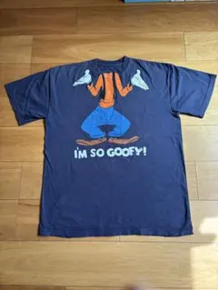 【海外限定・XL】ディズニー グーフィー だまし絵 Tシャツ 紺 なりきりのサムネイル