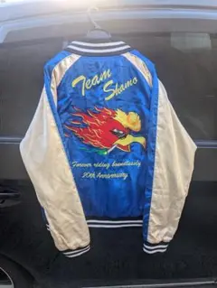 スカジャン　軍鶏　SHA-MO 　Mサイズ　ブルー 青