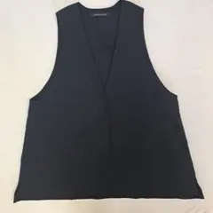 ミズイロインド ディープVネック ワイド ベスト ジレ ブラック