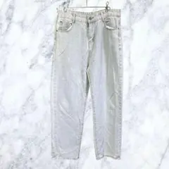 12967ライトブルー デニム ジーンズ ワイド ストレート テーパードXL相当