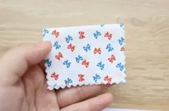 はぎれ ドール用生地　60ローン　バイカラーミニリボン　レッドxブルー