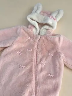 ウサギ耳付きフリーススーツ ピンク