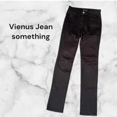 ヴィーナスジーンズ ストレートパンツ　革ラベル 伸縮性あり 綿 茶色 S