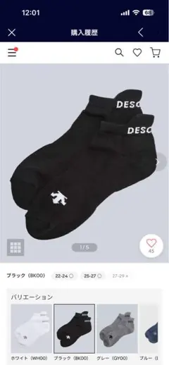 【最終値下げ】DESCENTE GOLF ソックス ブラック 22-24cm