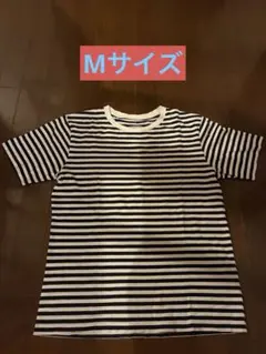 【無印】黒と白のストライプ Tシャツ Mサイズ