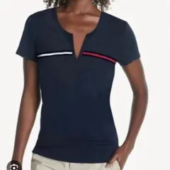 美品TOMMY HILFIGER ネイビー Vネック Tシャツ　カットソー　S