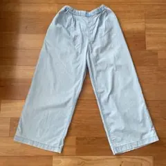 UNIQLO ユニクロ　ガールズ　タックワイドパンツ150 キッズ　デニム