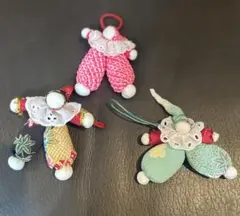 ハンドメイド　ちりめん細工 ピエロ 3体セット