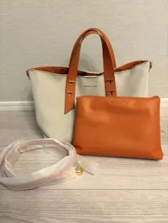 CHARLES & KEITH キャンバストートバッグ ポーチ付き