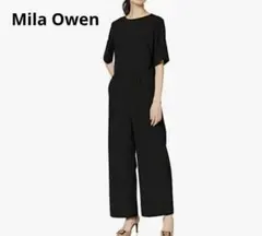 Mila Owen ミラオーウェン 背中あき 半袖 ロンパース ブラック ズボンのサムネイル