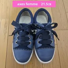 axes femme kids　靴　スニーカー　21.5㎝　ネイビー　レースのサムネイル