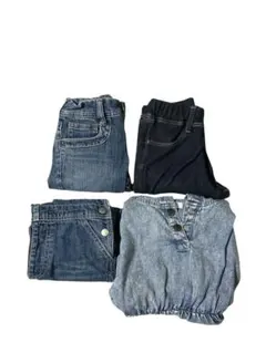 女の子 子供服 デニム 4点セット パンツ ワンピ 120