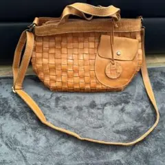 たーちゃん様専用ズッケロフィラート　オレンジ レザー 編み込み ハンドバッグ