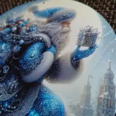 青いサンタ　ブルークリスマス　ウェルカムボード　クリスマスリース　ブリキ看板